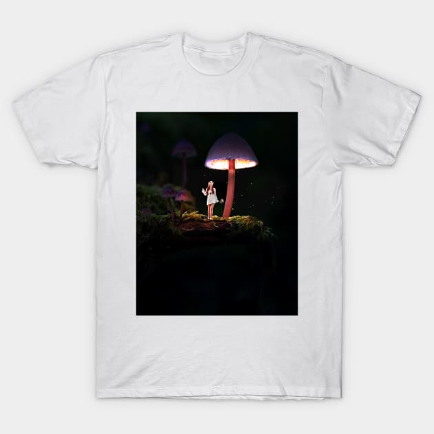 Fairy Under a Mushroom T-Shirt by sherifarts